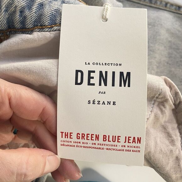 Sezane Jeans Womens Size 29 High Rise Denim The Blue Green Jean Bleach NEW - Picture 7 of 7